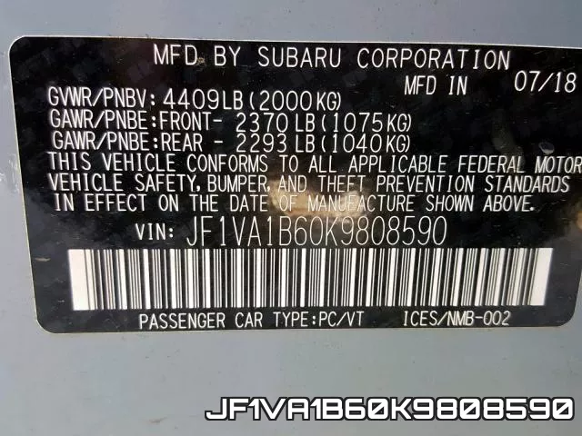 JF1VA1B60K9808590 фото 2