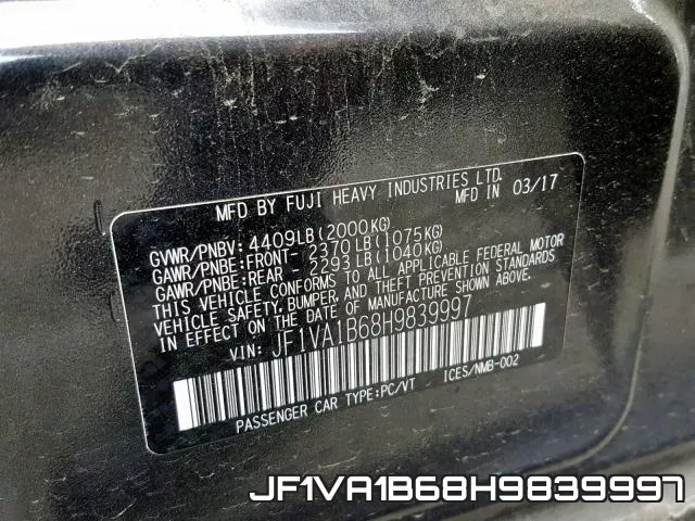 JF1VA1B68H9839997 фото 2