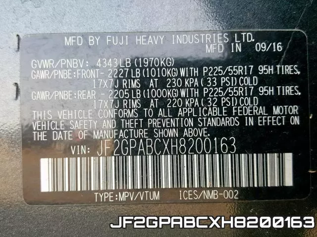 JF2GPABCXH8200163 фото 2