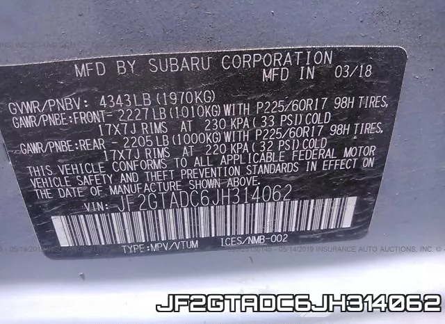 JF2GTADC6JH314062 фото 10
