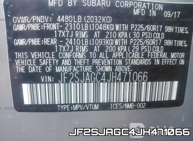 JF2SJAGC4JH471066 фото 10
