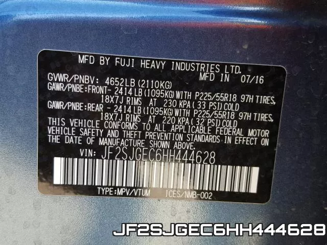 JF2SJGEC6HH444628 фото 2