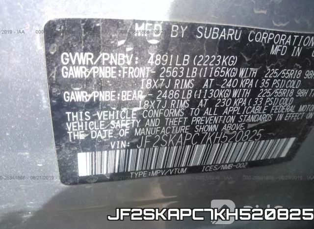 JF2SKAPC7KH520825 фото 10