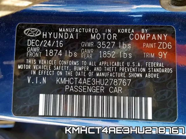 KMHCT4AE3HU278767 фото 2