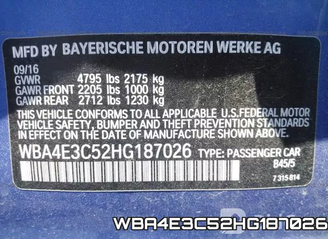 WBA4E3C52HG187026 фото 10