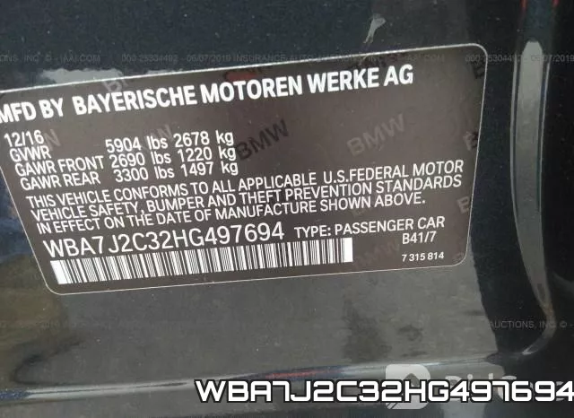 WBA7J2C32HG497694 фото 10