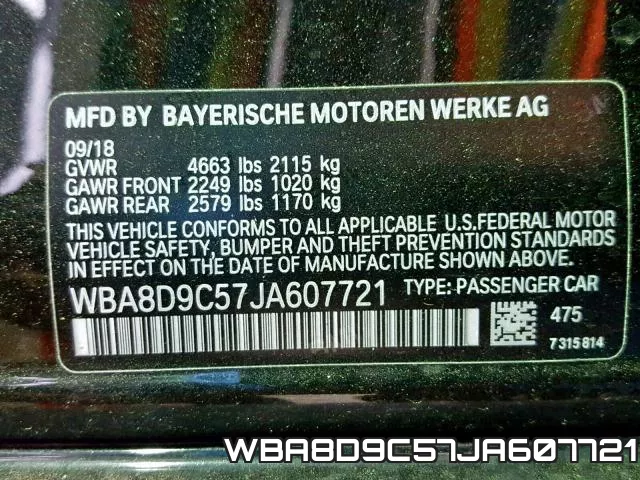 WBA8D9C57JA607721 фото 2