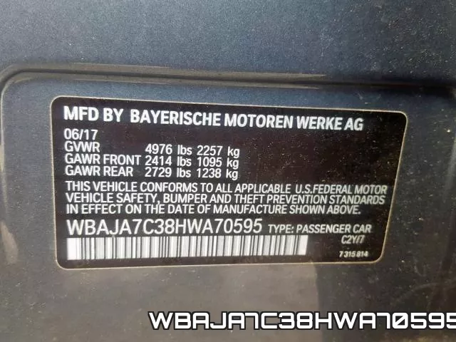 WBAJA7C38HWA70595 фото 2