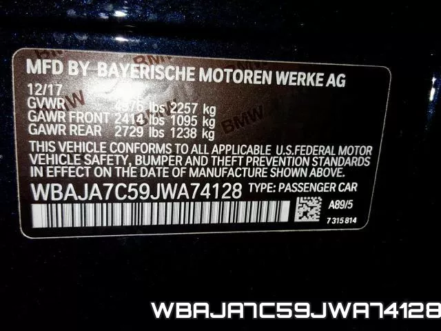 WBAJA7C59JWA74128 фото 2