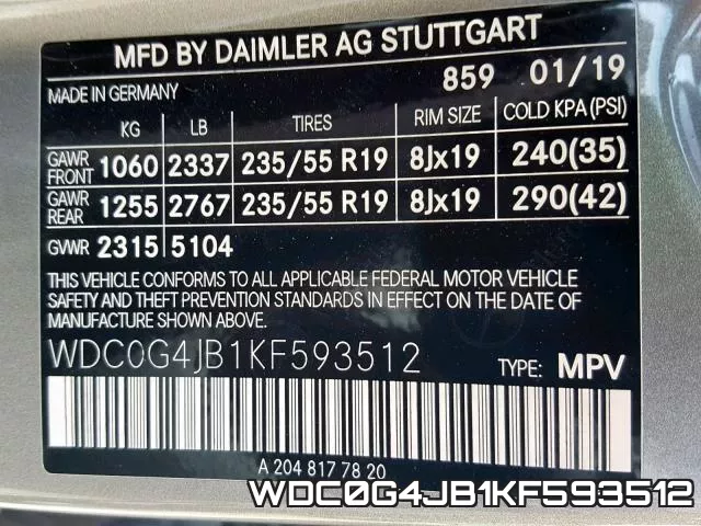 WDC0G4JB1KF593512 фото 2