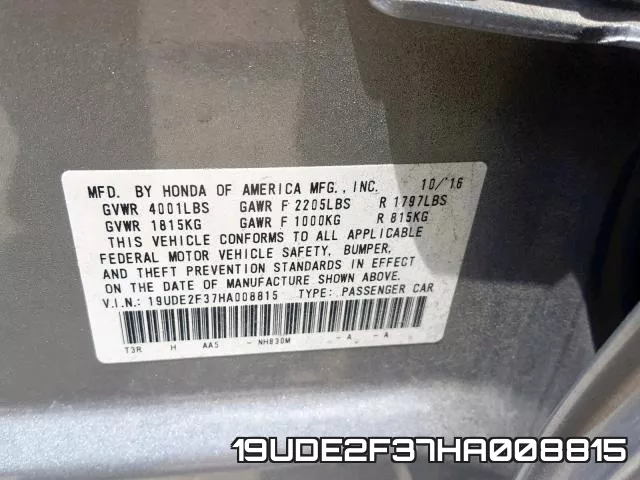 19UDE2F37HA008815 фото 2