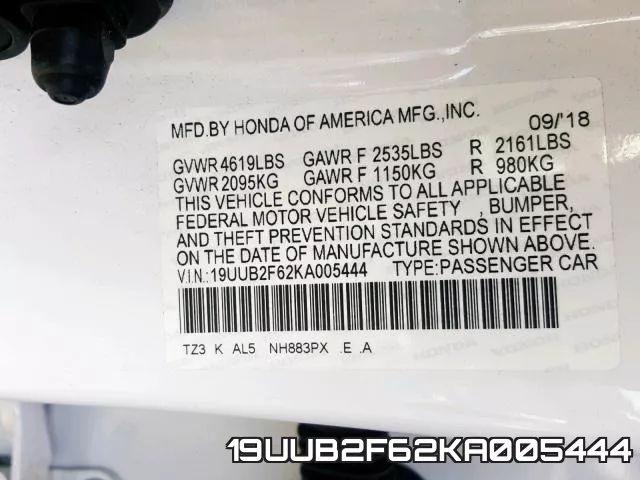 19UUB2F62KA005444 фото 2