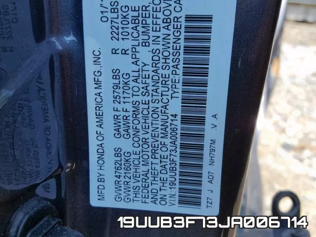 19UUB3F73JA006714 фото 2