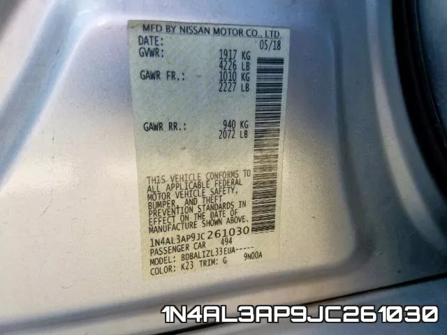 1N4AL3AP9JC261030 фото 2
