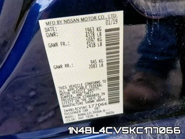 1N4BL4CV5KC177066 фото 2