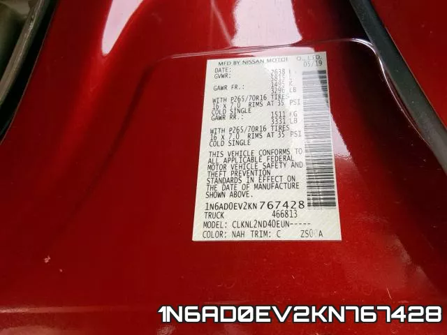 1N6AD0EV2KN767428 фото 2