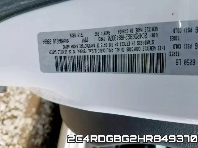 2C4RDGBG2HR849370 фото 2