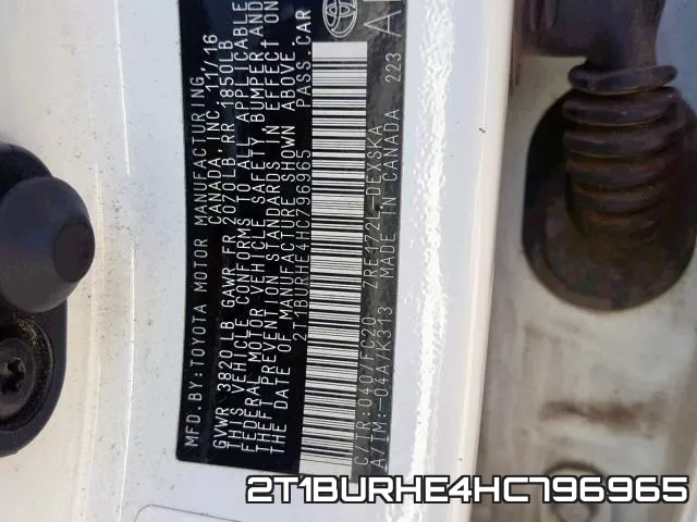 2T1BURHE4HC796965 фото 2