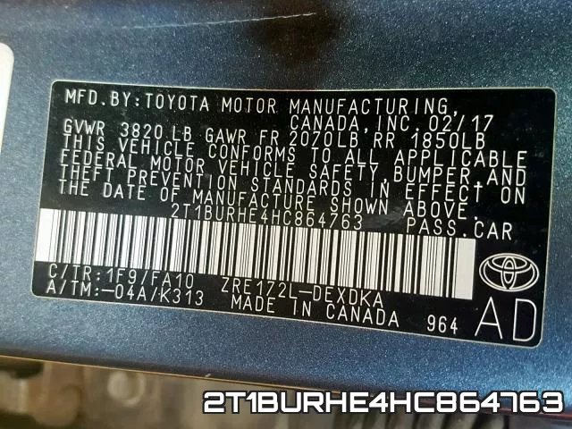 2T1BURHE4HC864763 фото 2