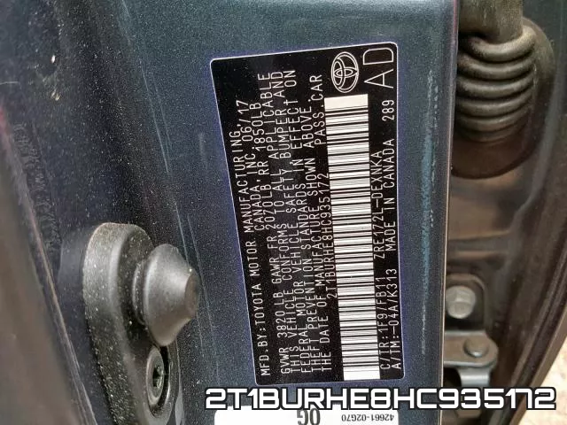 2T1BURHE8HC935172 фото 2