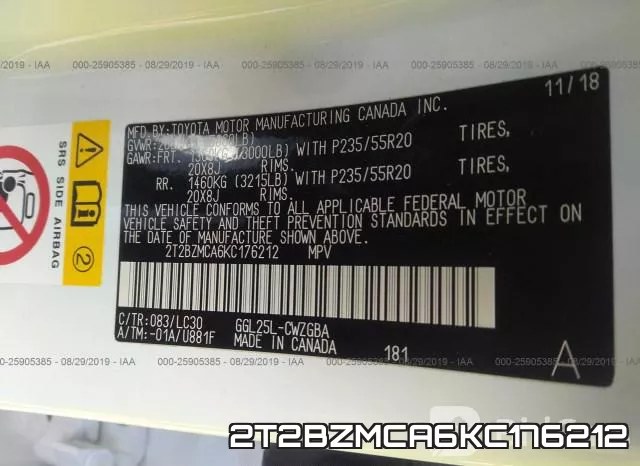 2T2BZMCA6KC176212 фото 10