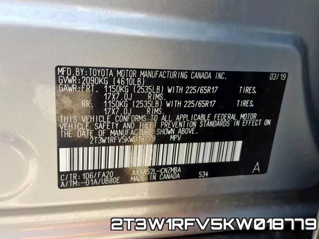 2T3W1RFV5KW018779 фото 2