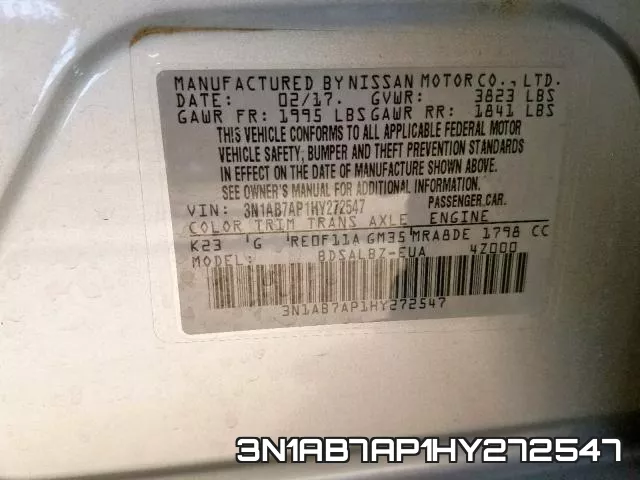 3N1AB7AP1HY272547 фото 2
