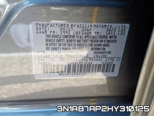 3N1AB7AP2HY310125 фото 2