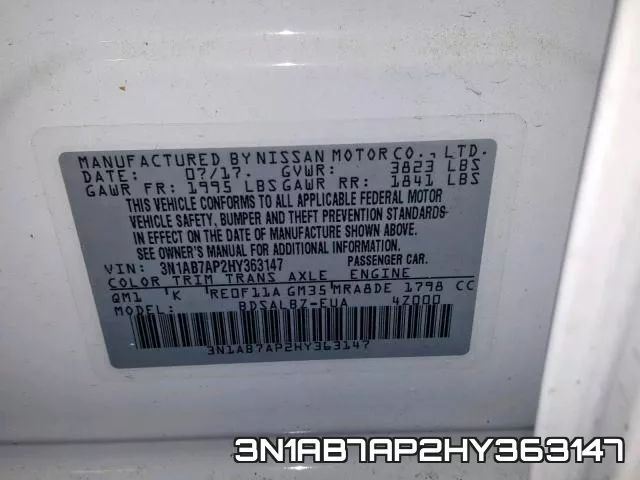 3N1AB7AP2HY363147 фото 2