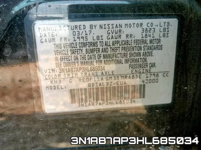 3N1AB7AP3HL685034 фото 2