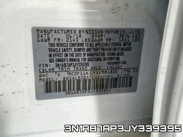3N1AB7AP3JY339395 фото 2