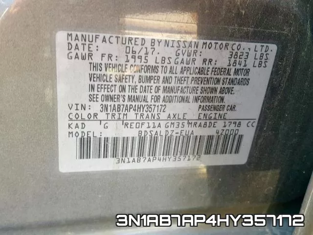 3N1AB7AP4HY357172 фото 2