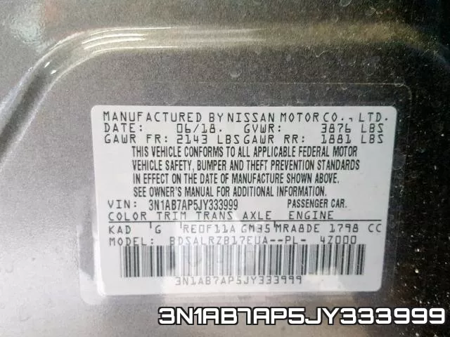 3N1AB7AP5JY333999 фото 2