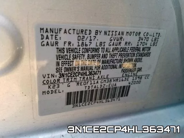 3N1CE2CP4HL363471 фото 2