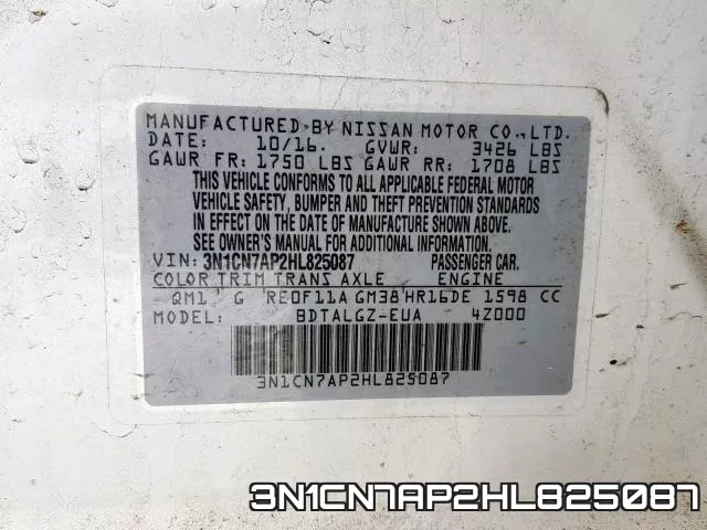 3N1CN7AP2HL825087 фото 2