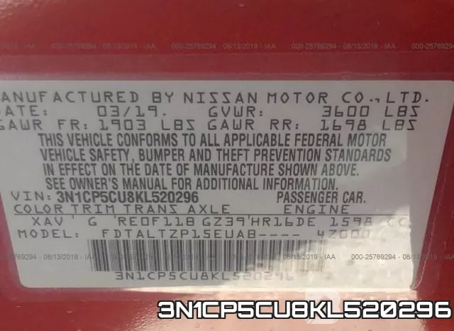 3N1CP5CU8KL520296 фото 10