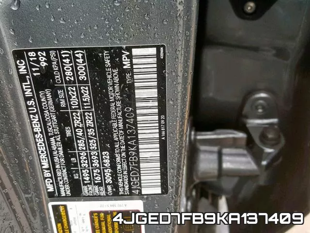 4JGED7FB9KA137409 фото 2