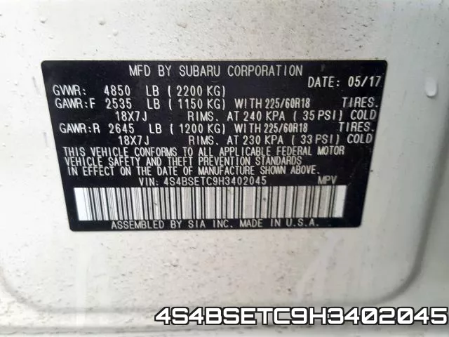 4S4BSETC9H3402045 фото 2