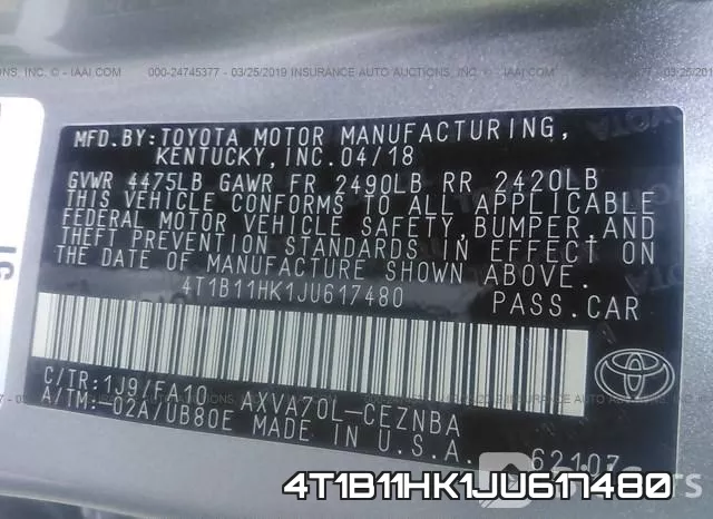 4T1B11HK1JU617480 фото 10