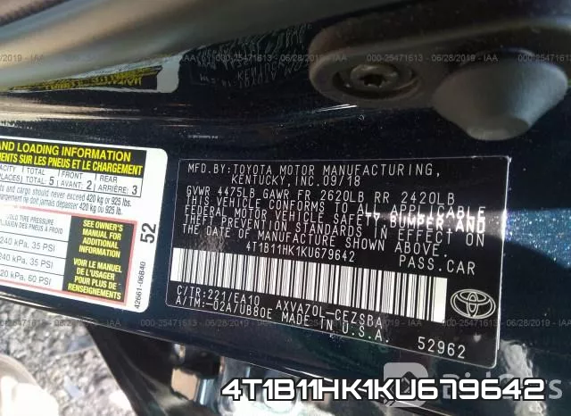 4T1B11HK1KU679642 фото 10