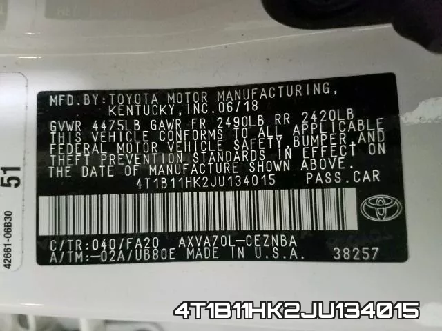 4T1B11HK2JU134015 фото 2