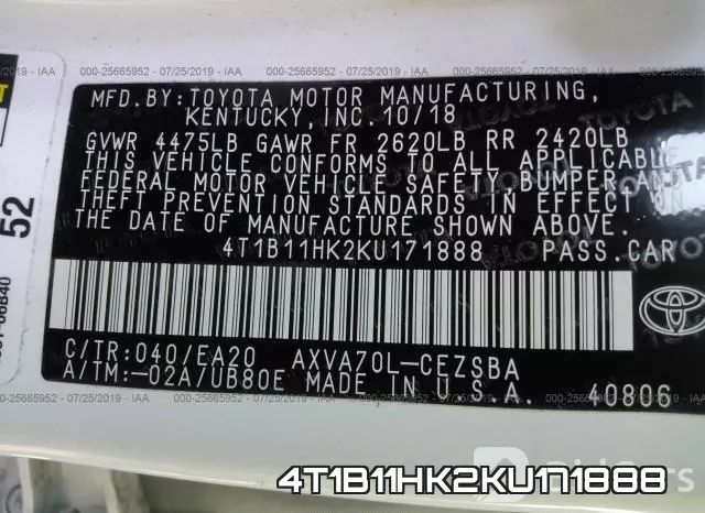4T1B11HK2KU171888 фото 10
