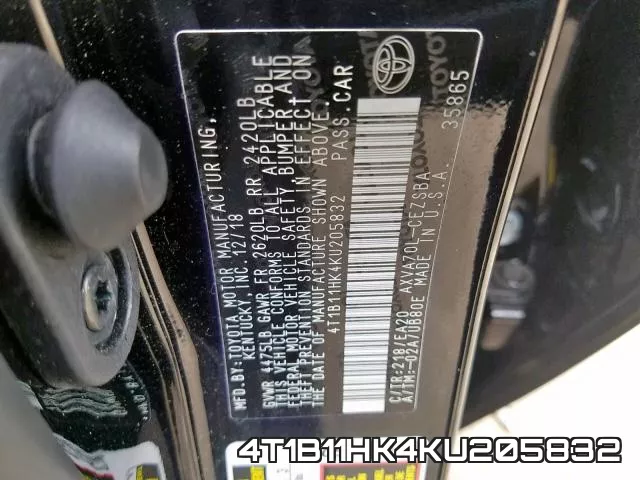 4T1B11HK4KU205832 фото 2