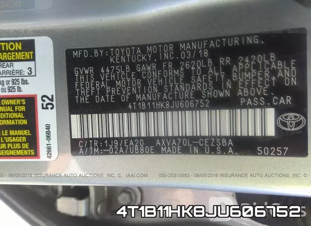 4T1B11HK8JU606752 фото 10