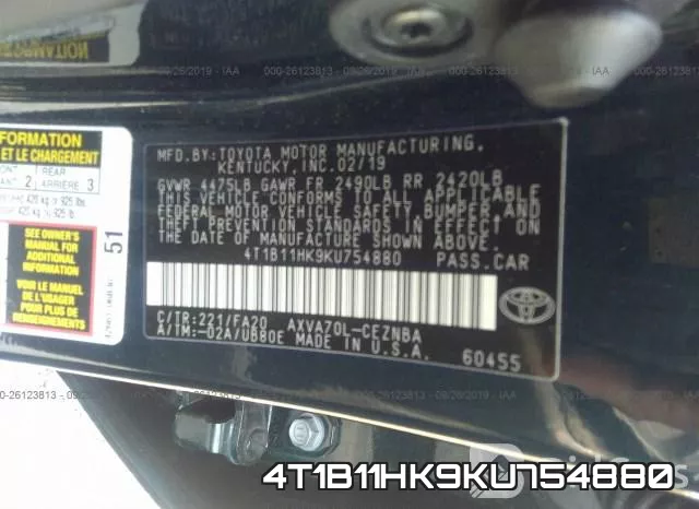 4T1B11HK9KU754880 фото 10