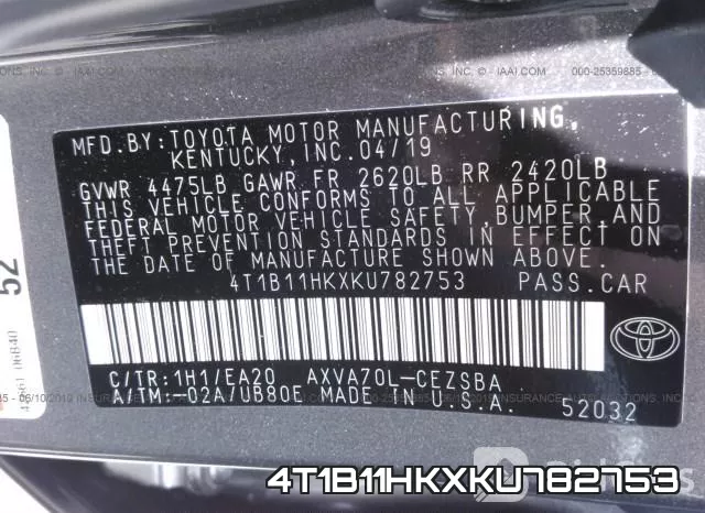 4T1B11HKXKU782753 фото 10