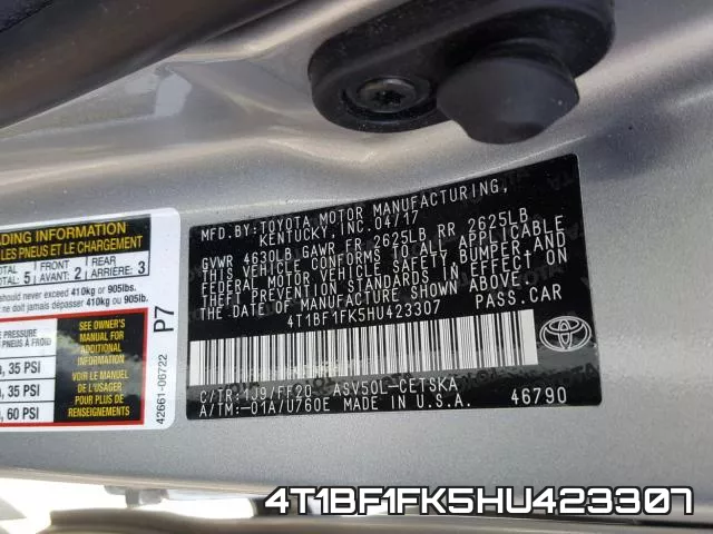 4T1BF1FK5HU423307 фото 2