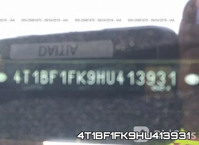 4T1BF1FK9HU413931 фото 10