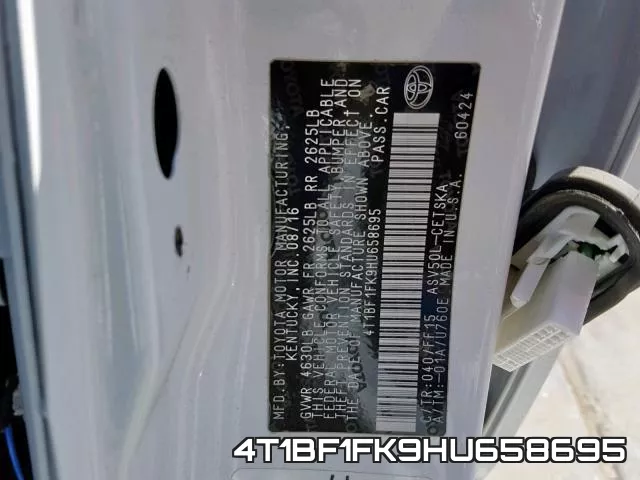 4T1BF1FK9HU658695 фото 2