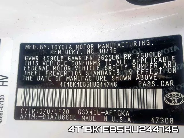 4T1BK1EB5HU244746 фото 2